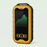 The yellow Geiger counter, studio photo on a light gray-green background